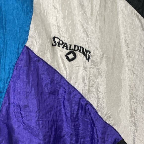 VTG 90s Spalding Track Jacket Color Block Zip Windbreaker Streetwear Skater XL - Picture 8 of 16